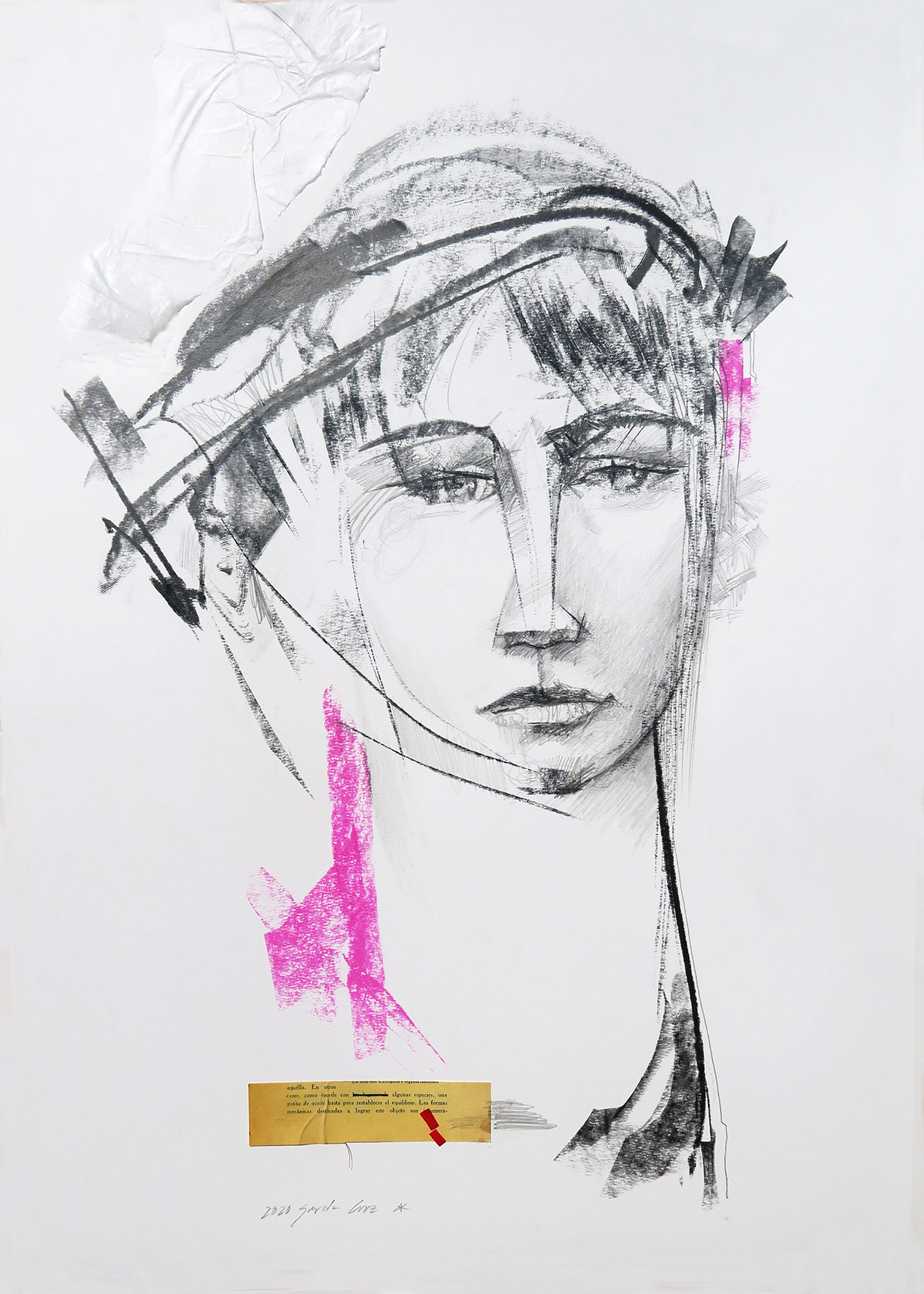 obra Gota de aceite dibujo contemporáneo Luis Manuel García Cruz retrato femenino