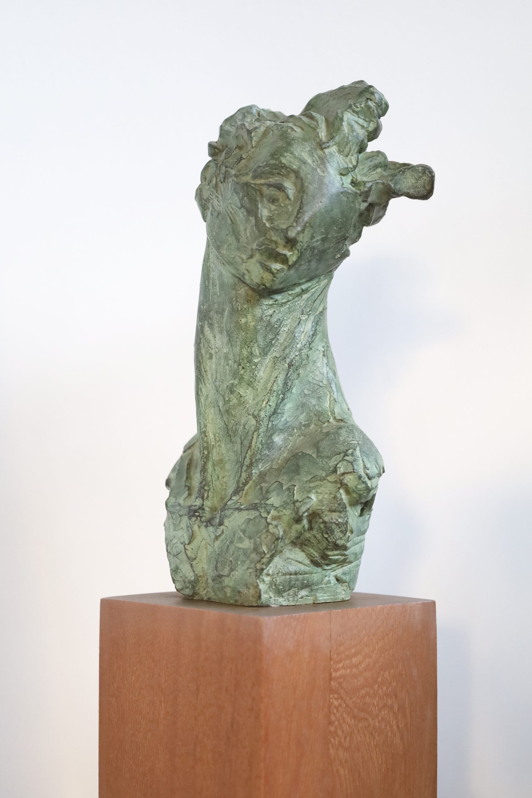 escultura Poeta bronce y madera Luis Manuel García Cruz vista frontal